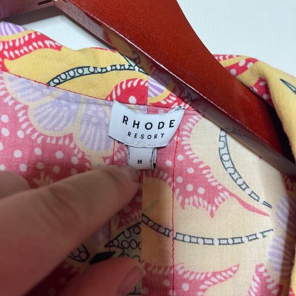 Rhode resort Red Yellow button down boxed shirt sz M - Picture 2 of 6